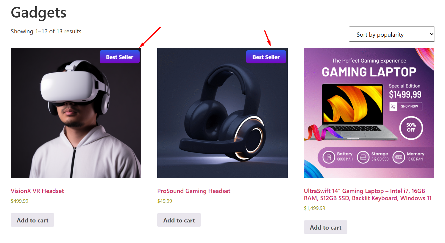 WooCommerce product bagdes