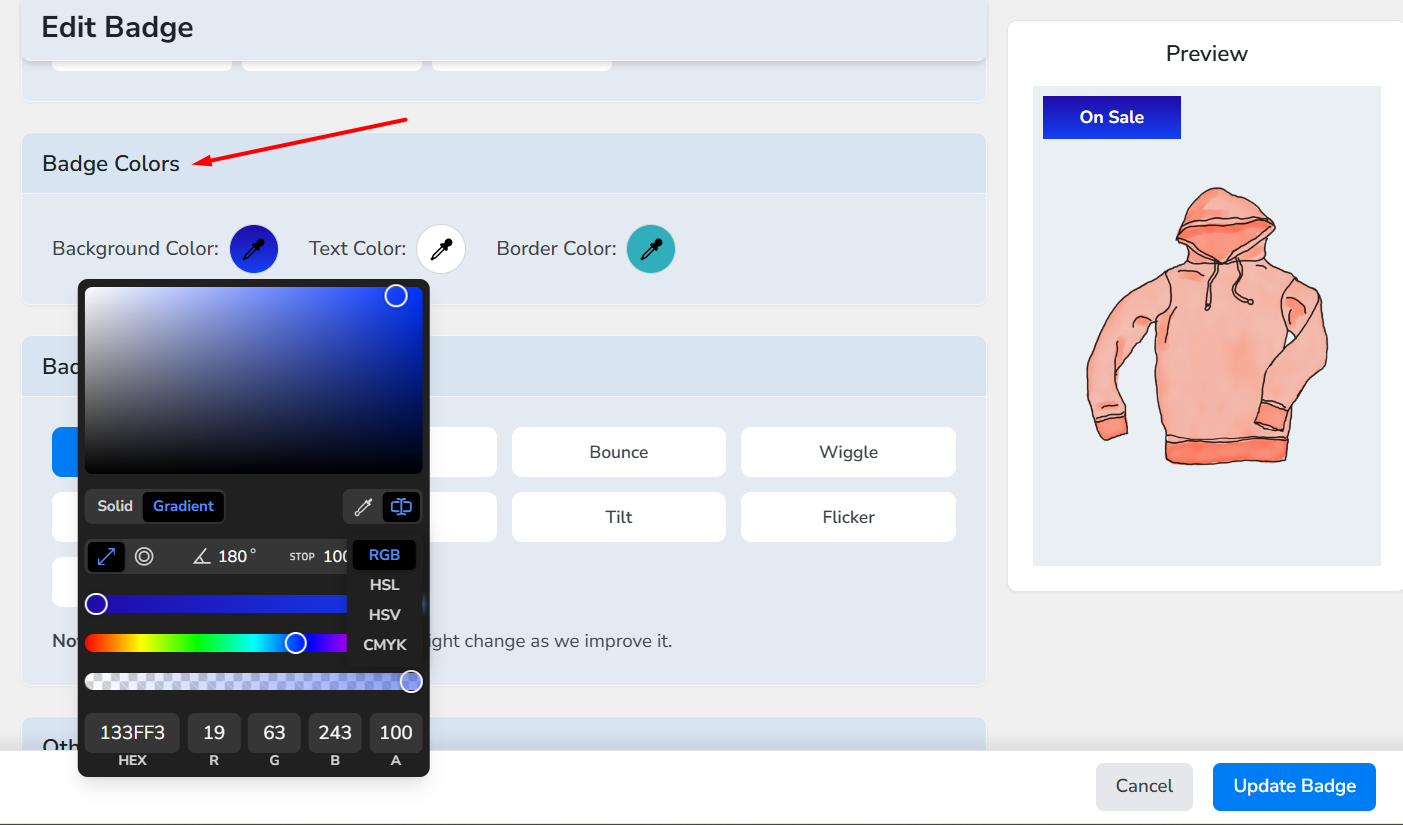 change sale badge color woocommerce