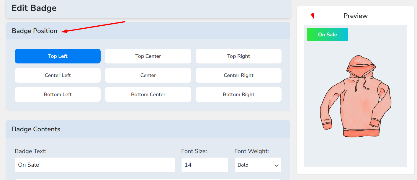 move sale badge position woocommerce