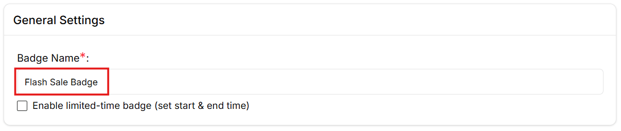 Naming a new sale badge in the Better Badge plugin