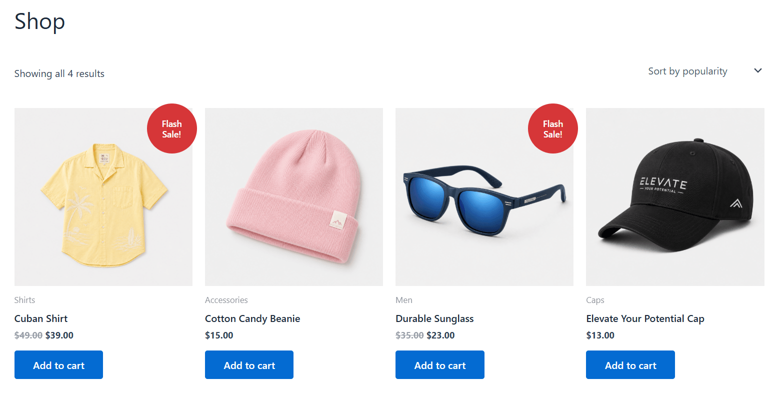 WooCommerce sale badge styled with custom CSS, red circular badge design